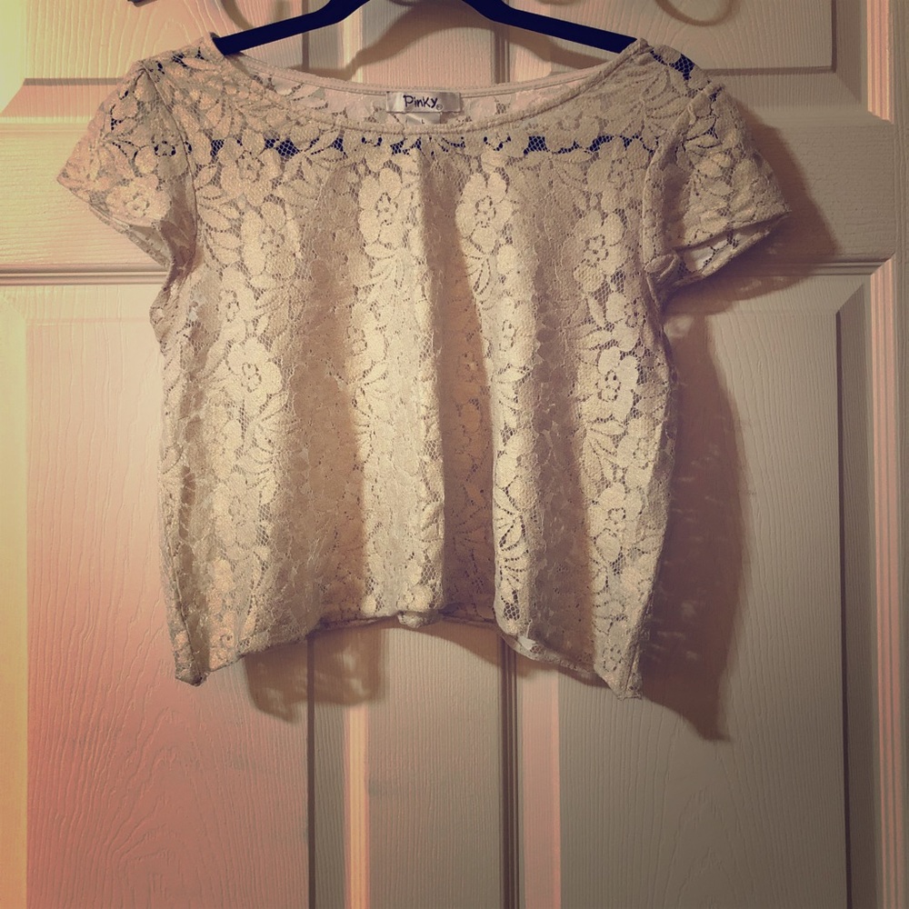Gold Metallic Crop Top SIZE: LARGE